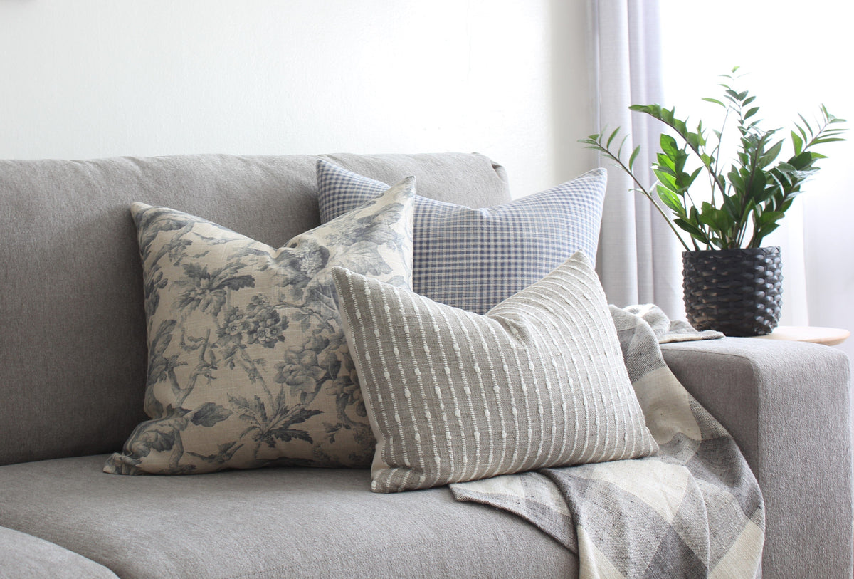 Perin neutral textured stripe pillow cover, view 2