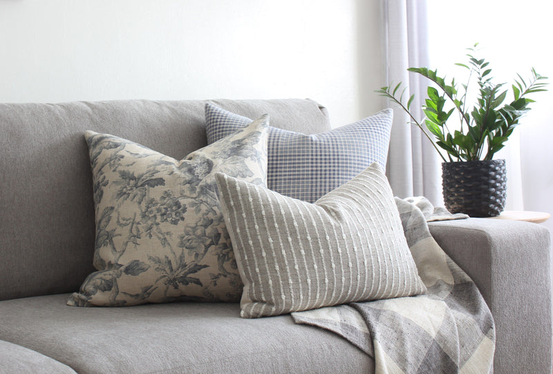 Perin neutral textured stripe pillow cover, view 2
