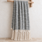 Mountain macramé cotton throw in black