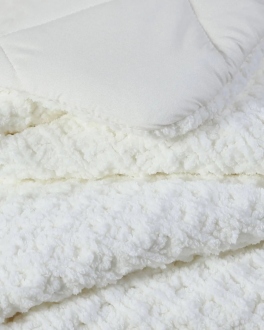Close-up of waffle texture on plush Snug comforter