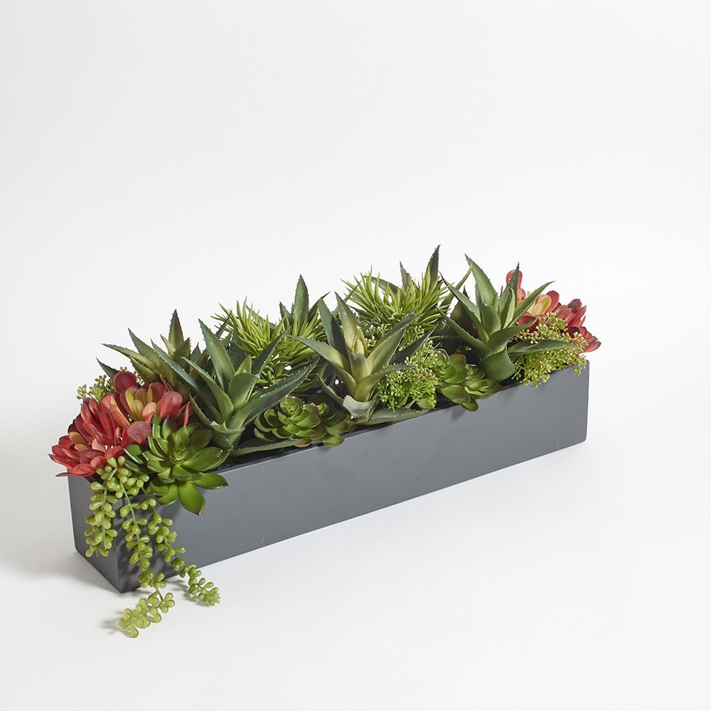 Artificial Succulent Arrangement in Gray Planter