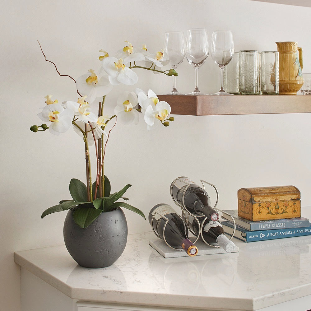 Artificial White Double Stem Orchid