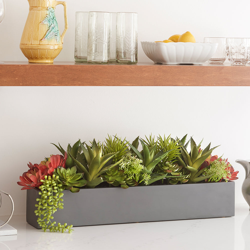 faux succulent plant arrangements Artificial Succulent Arrangement in Gray Planter