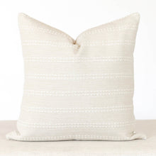 Stella ivory textured stripe pillow cover, view 5