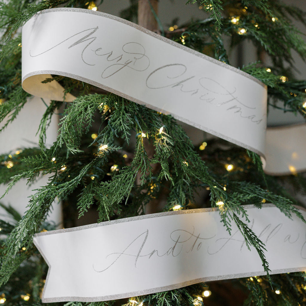 Holiday paper garland with Merry Christmas lettering