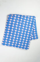 Quilted Sujani throw blanket in soft pink and blue