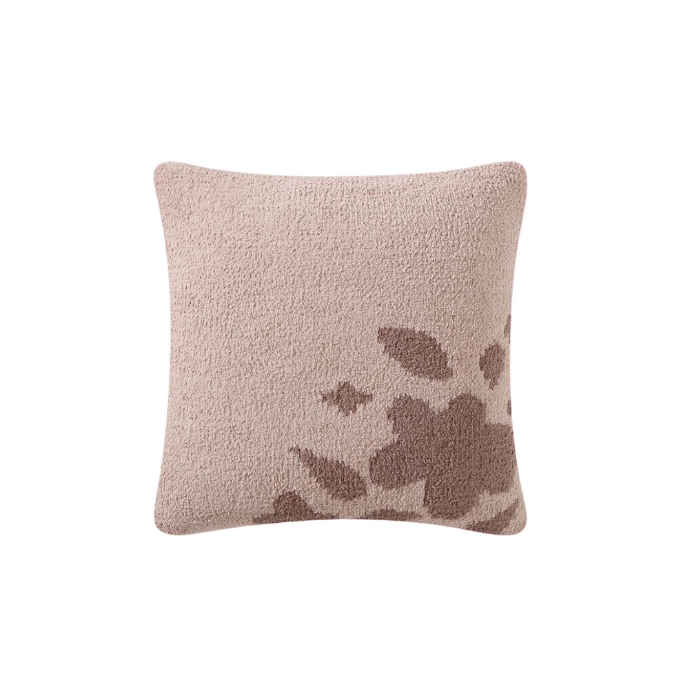 Bloom Throw Pillow with floral design styled on sofa