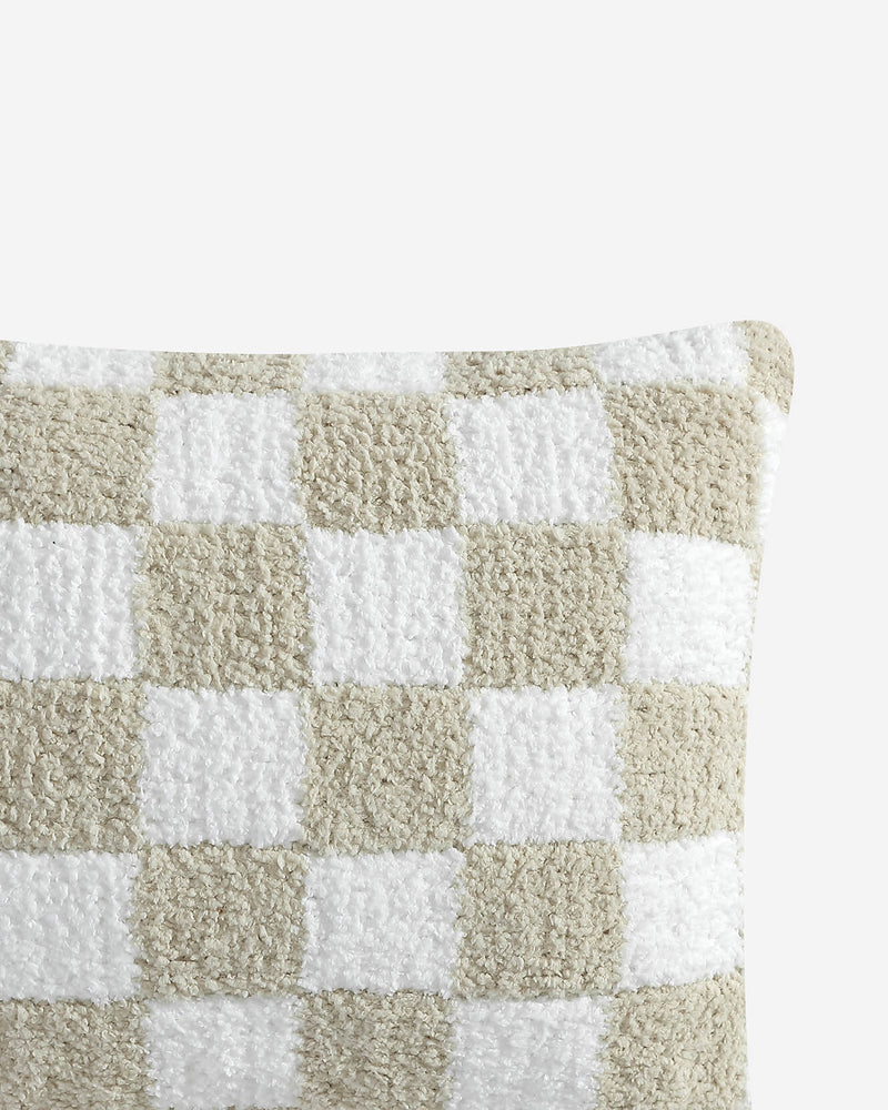 Checkerboard Mini Pillow Off White Sahara Tan