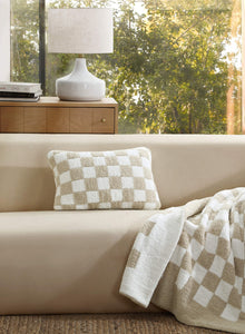 Checkerboard Mini Pillow Off White Sahara Tan