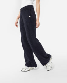 Straight-leg ribbed lounge pants with pockets