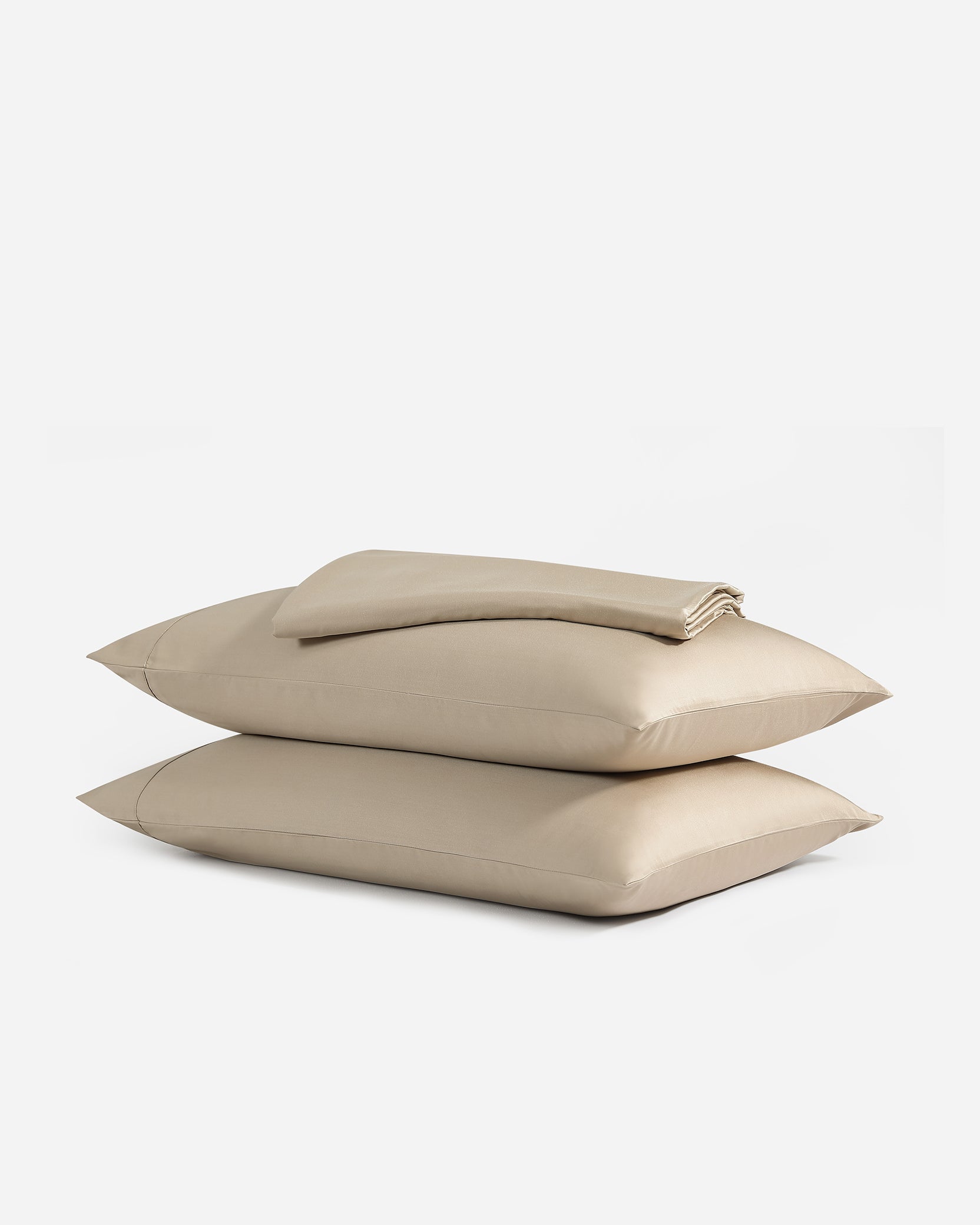 King bamboo sheet set folded with pillowcases and top sheet