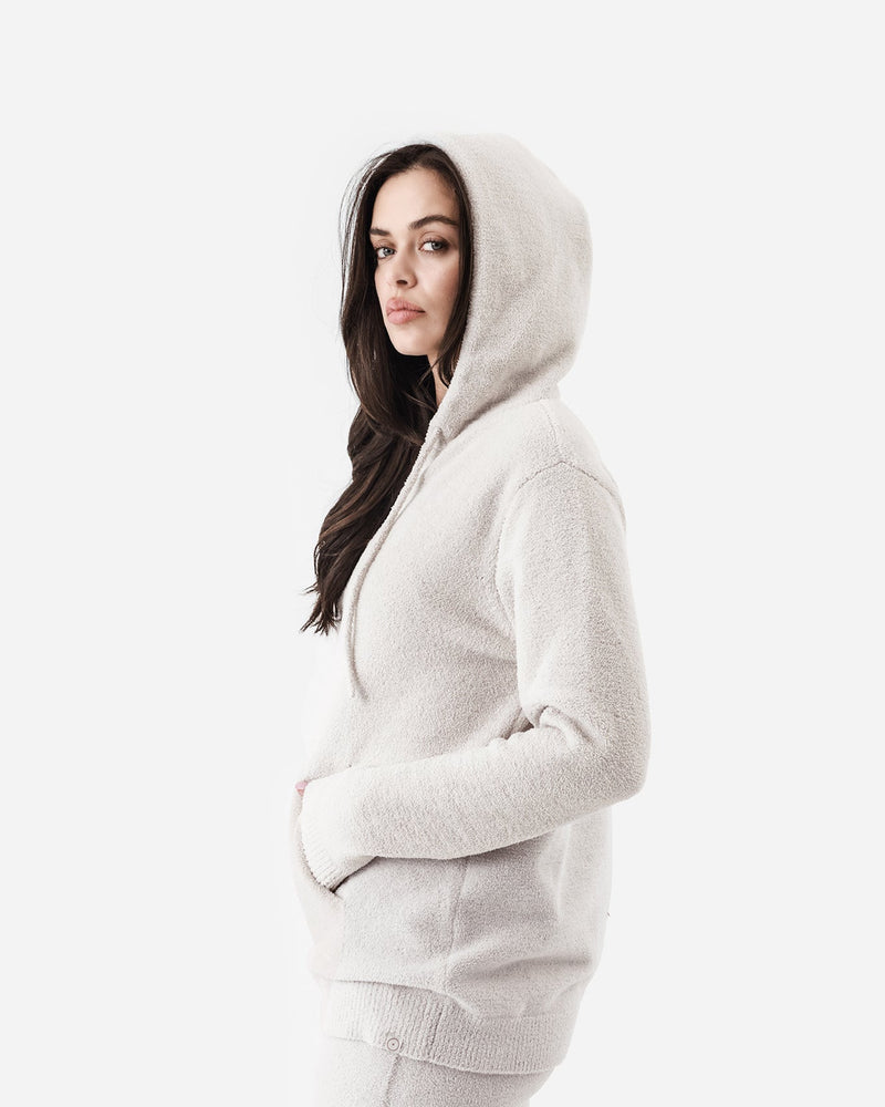 Lightweight cozy hoodie with center pocket