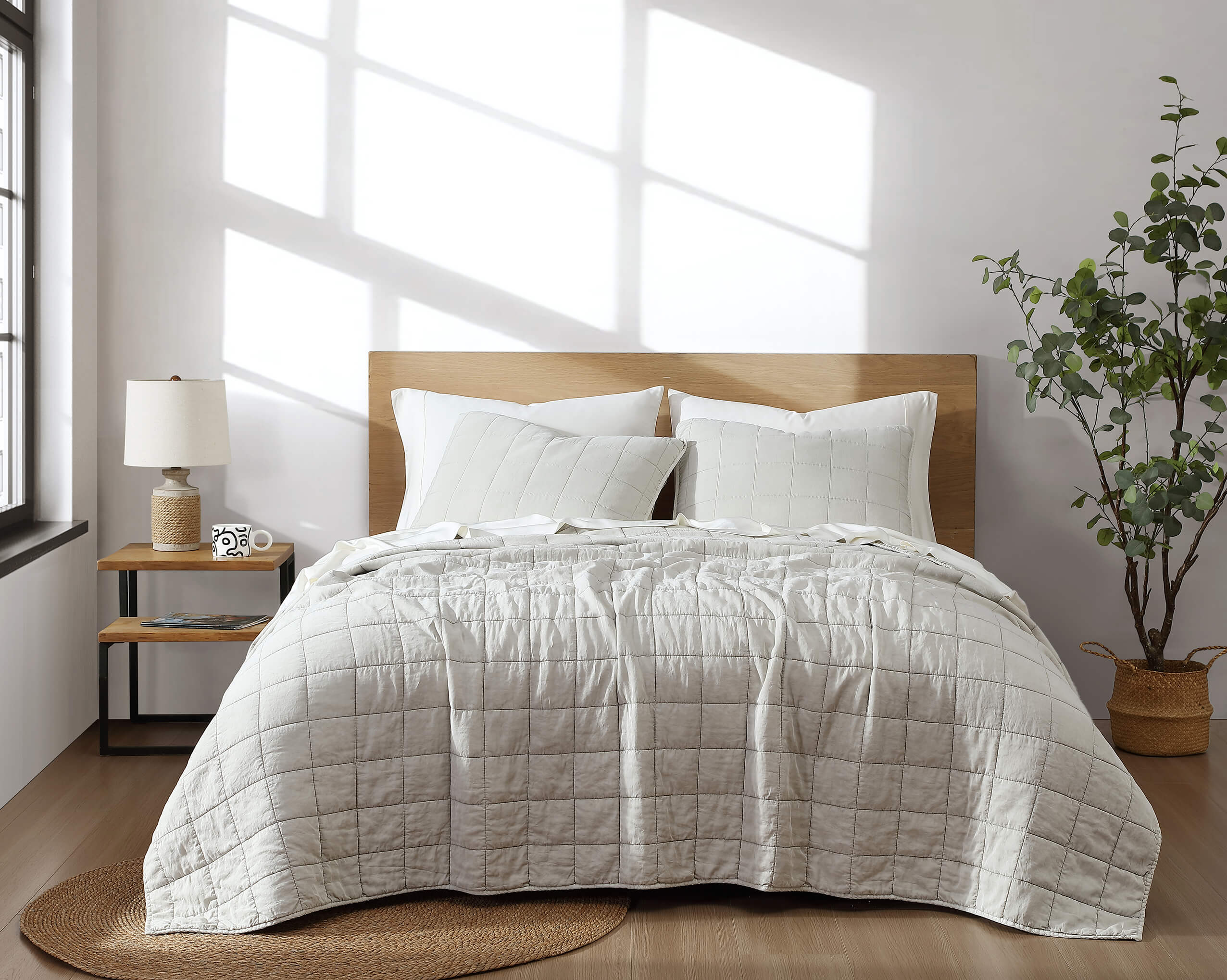 Eco-friendly lyocell shams paired with matching quilt