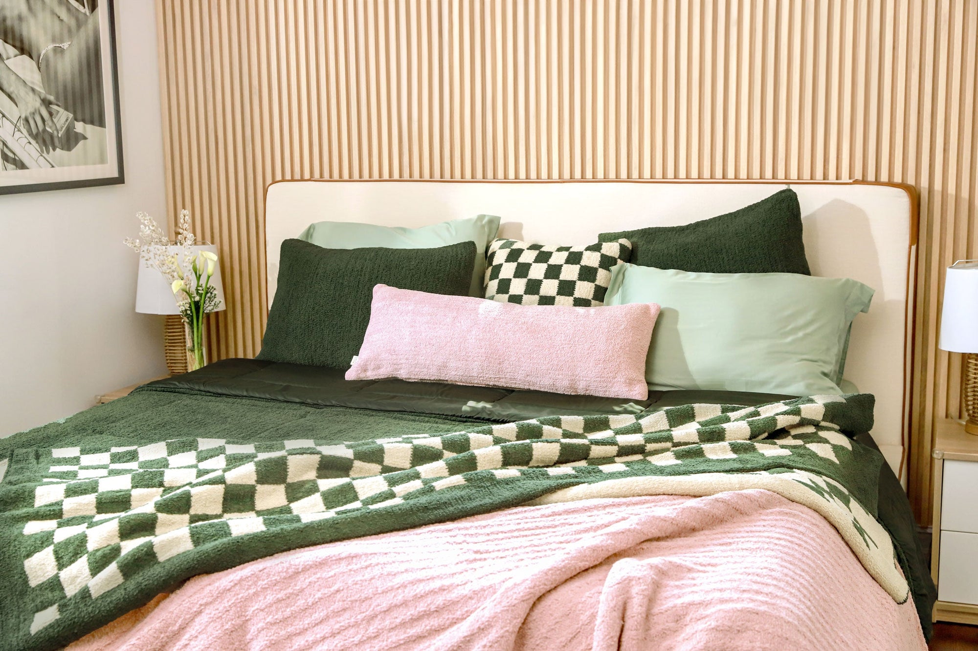 Mothers day Bedding Checkerboard Rusty Rose