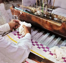 Artisans handweaving quilted Sujani blankets in Gujarat, India