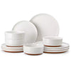 Tara 12-piece stoneware dinnerware set with rustic speckled glaze
