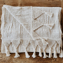 Mira natural macramé cotton throw – view 3
