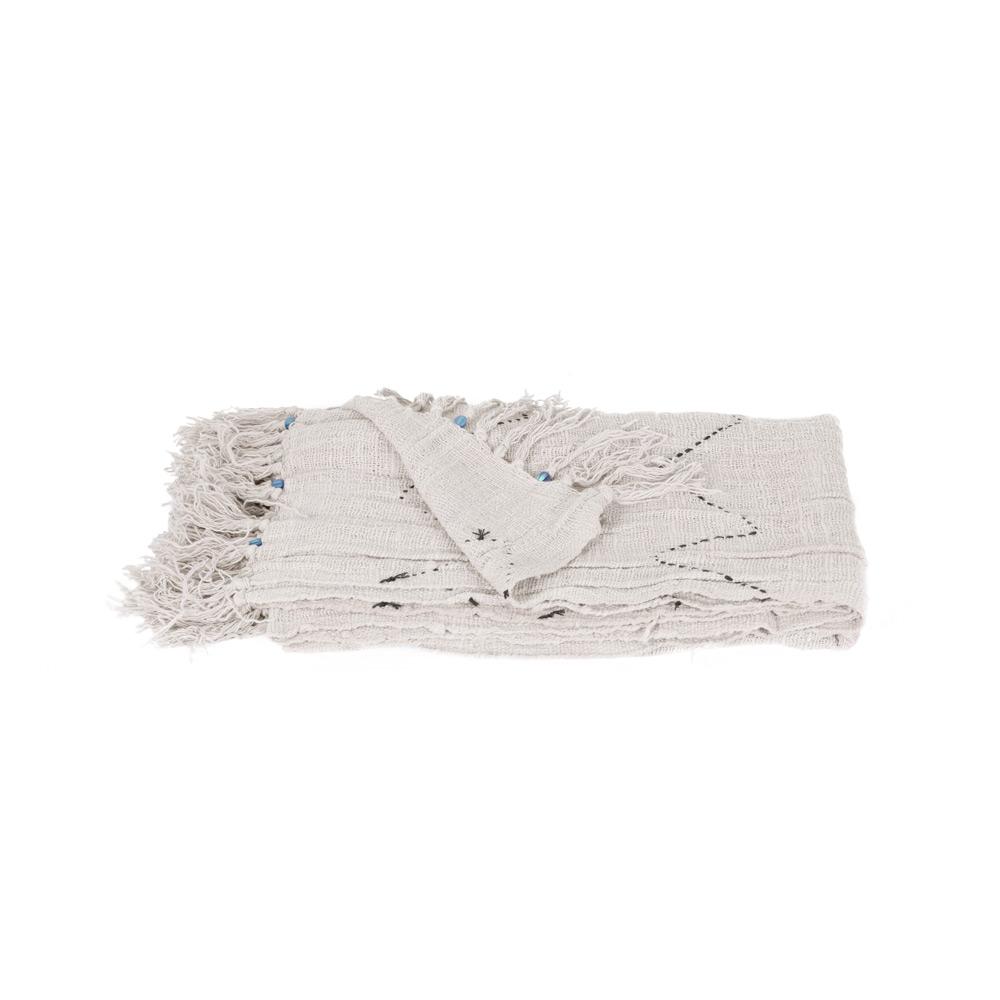 Natural chevron cotton throw – view 4