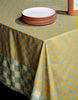 Dining tablecloth with central and side panel design