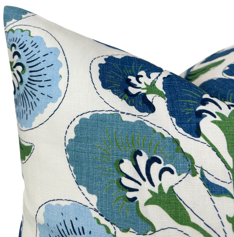 Ready to Ship, 24x24 Tybee Tree Pillow Cover in Blue Green, Thibaut Pillows