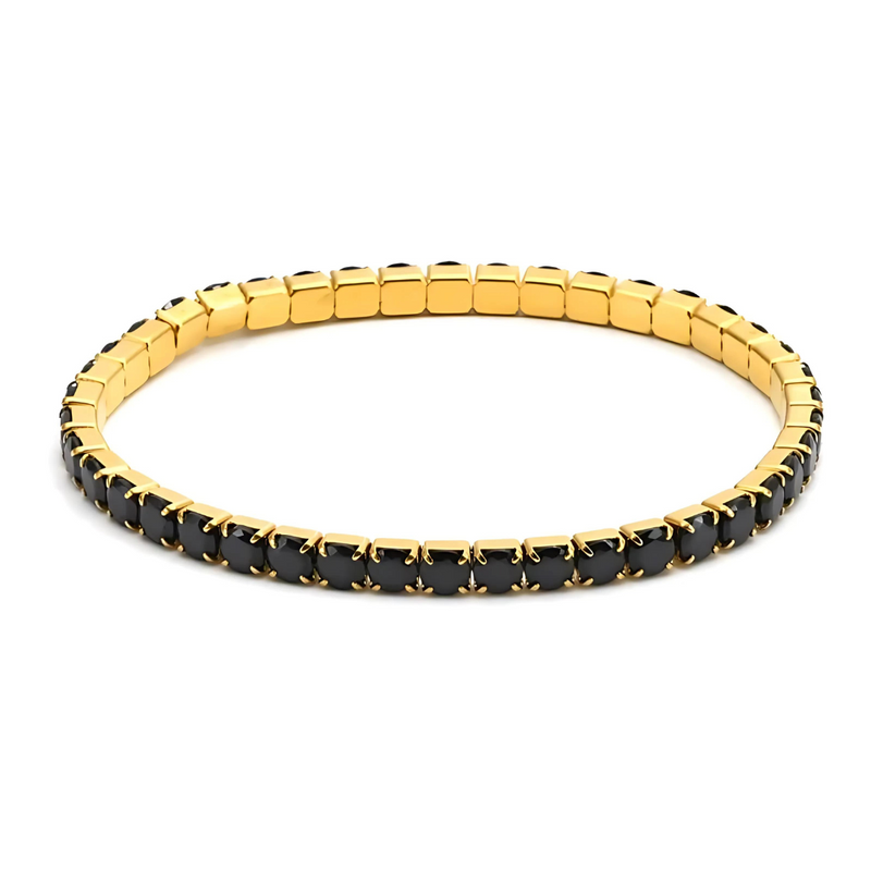 Eileen CZ Stretch Bracelet in black with sparkling stones