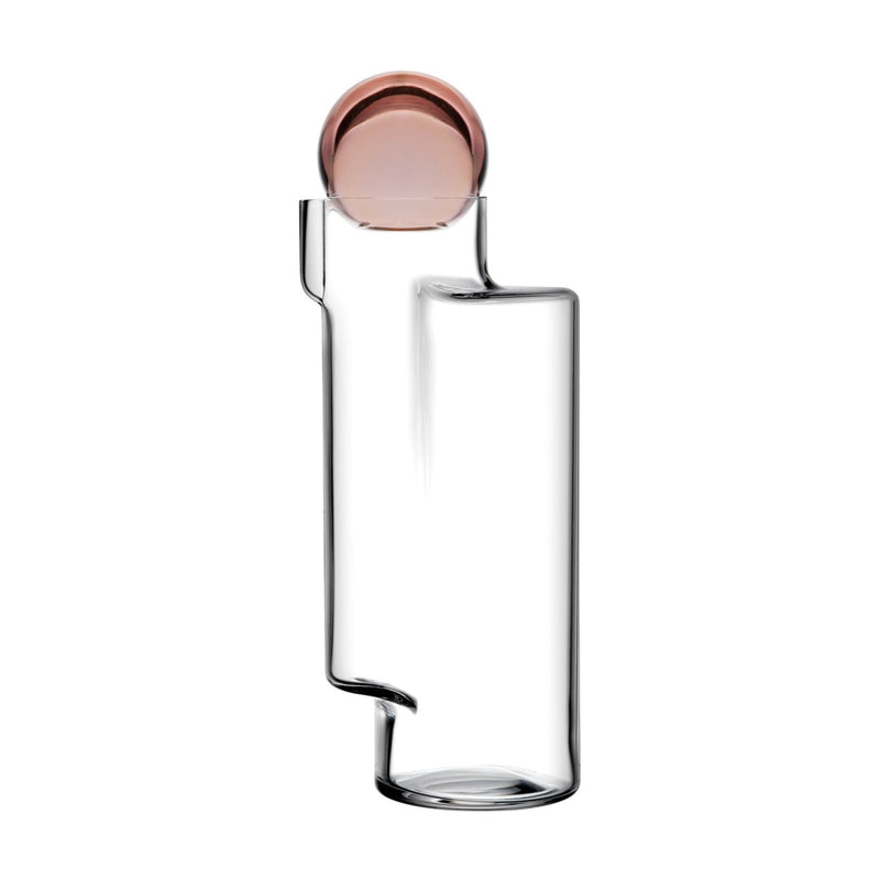NUDE Juno Carafe with apricot-colored top and clear crystal base