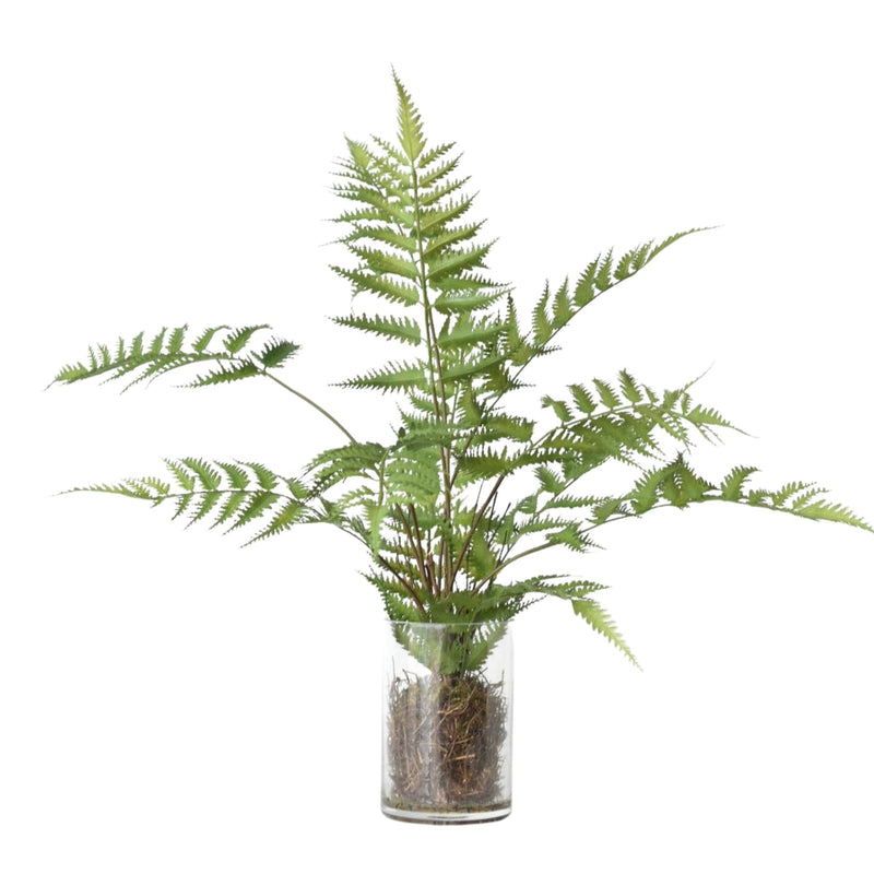 25 inch Artificial forest fern plant in glass vase