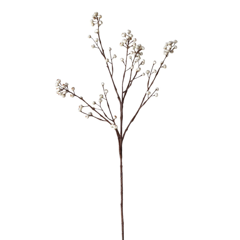 35 inch Artificial tallow berry branch with dirty white berries