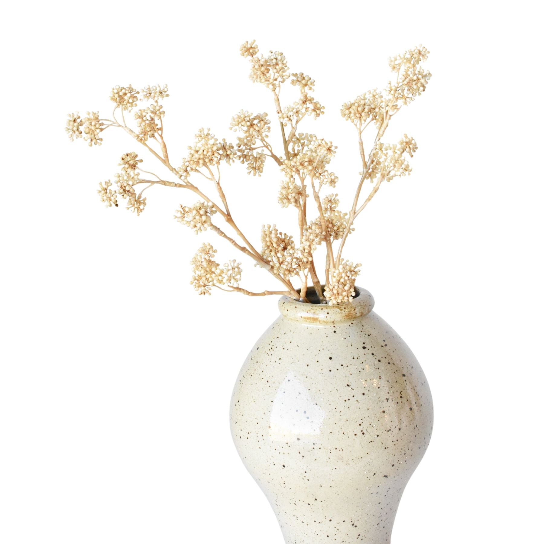 17 inch Artificial cream sedum spray stem with berry clusters