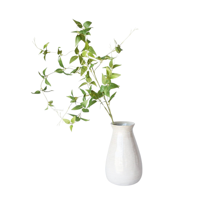 40 inch Artificial green clematis vine stem with trailing leaves