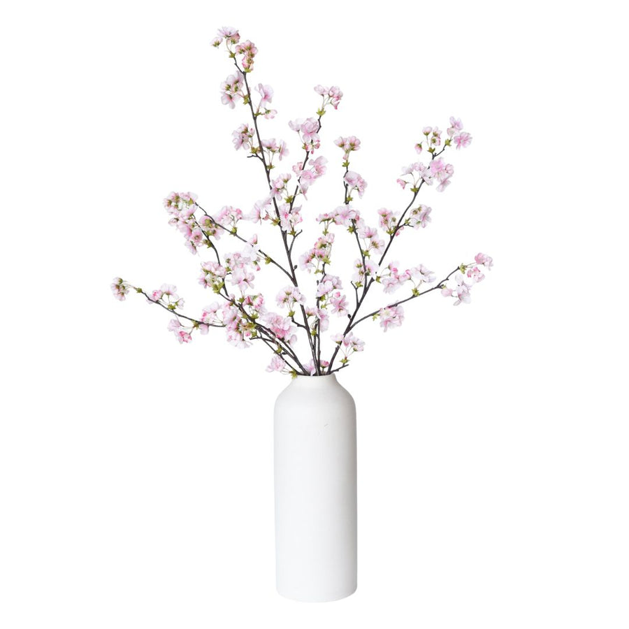 36 inch Artificial quince blossom stem with pink flowers