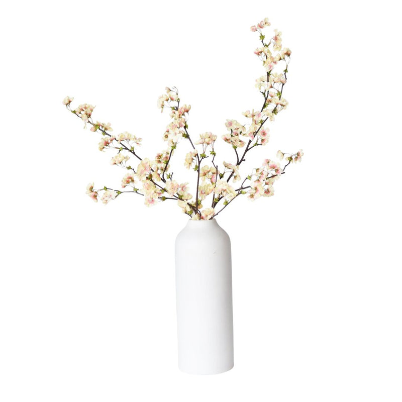 36 inch Artificial quince blossom apricot cream flowering stem