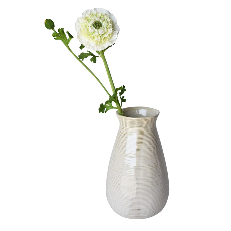 21 inch Artificial white ranunculus stem with ruffled bloom