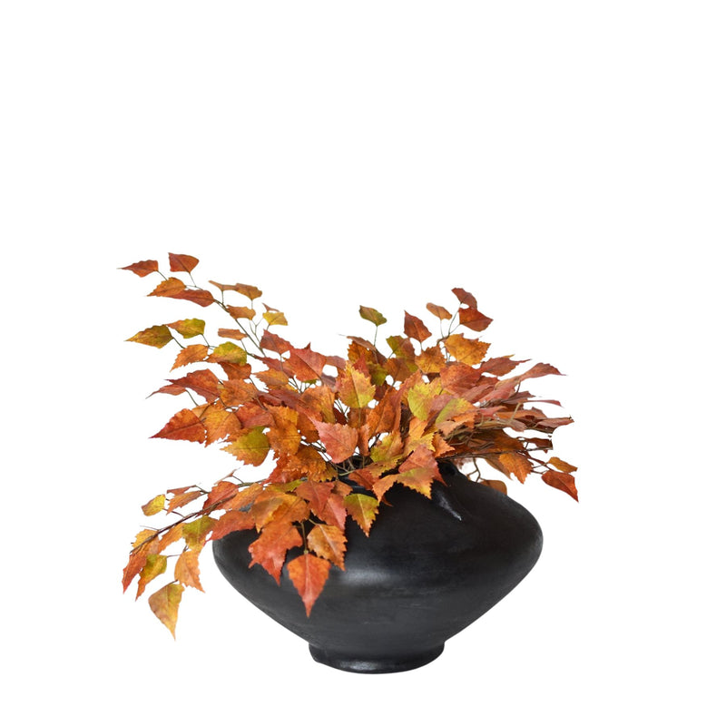 26 inch Artificial birch leaf stem in red, orange, and yellow fall colors