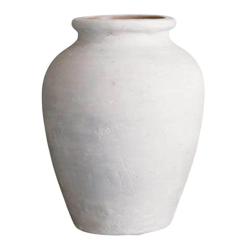 10.6 inch natural terracotta vase in cream finish