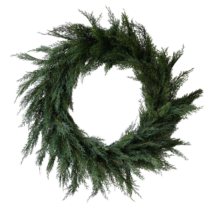 30 inch Artificial cedar wreath with realistic evergreen branches