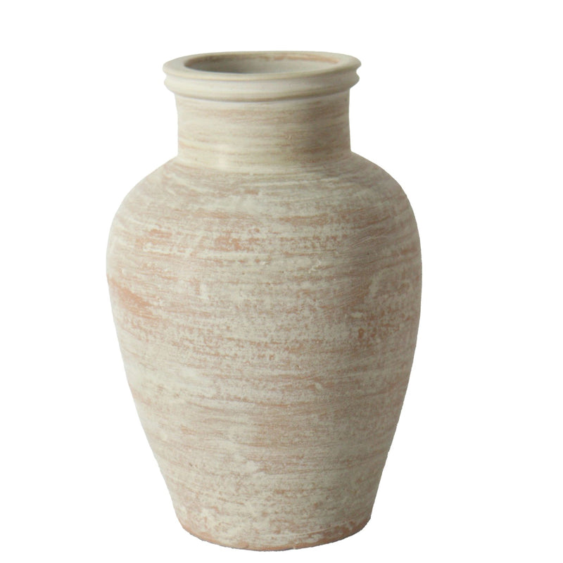 12.4 inch hand-painted terracotta vase from India