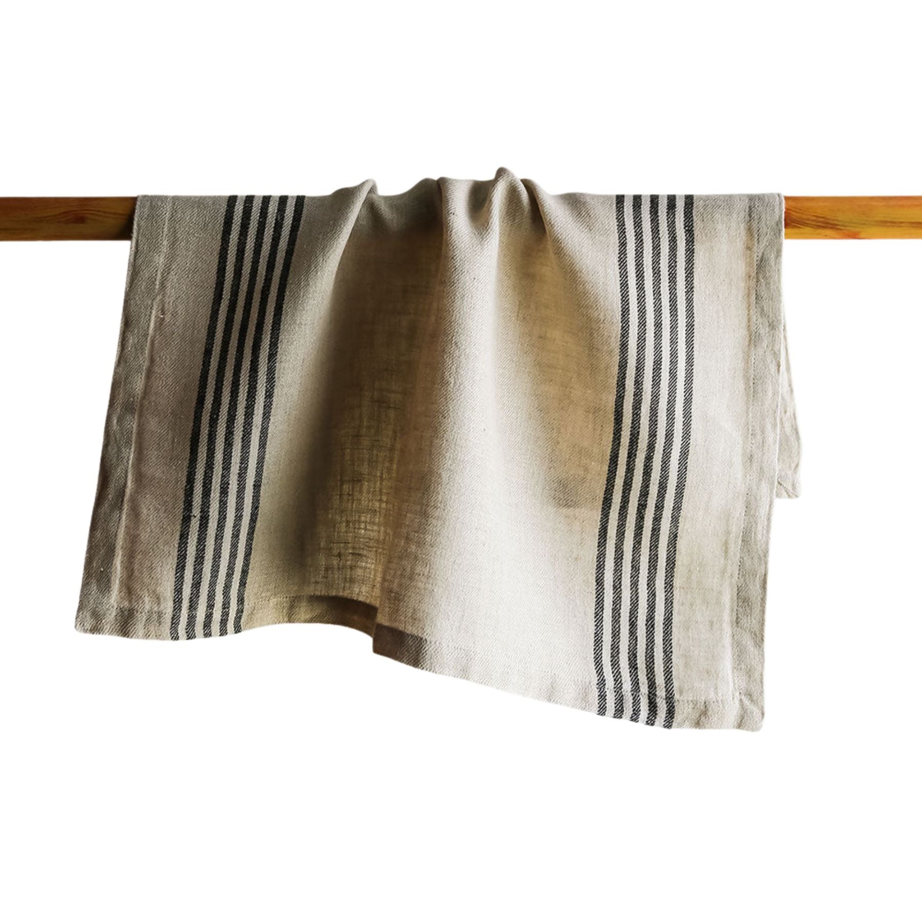 Set of 4 black and ivory striped linen napkins