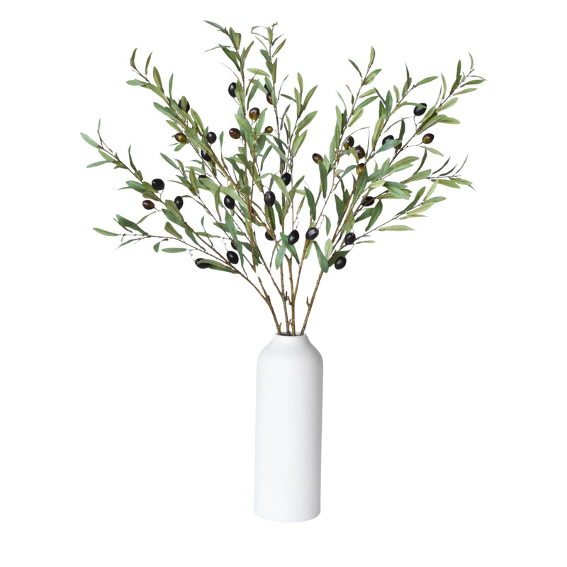39 inch Artificial green olive stem with realistic leaves and olives