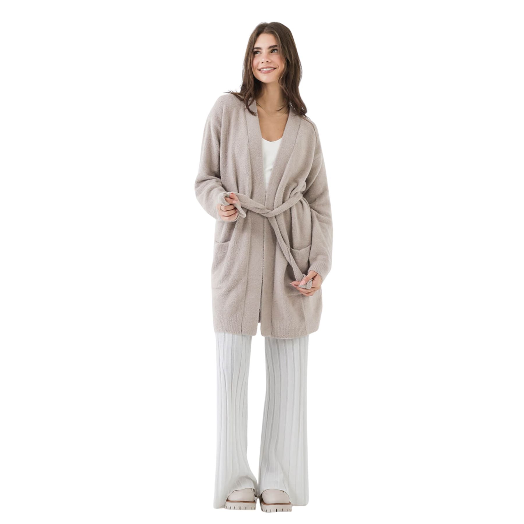 Cloud Cool Mid Cardigan with tie belt and pockets
