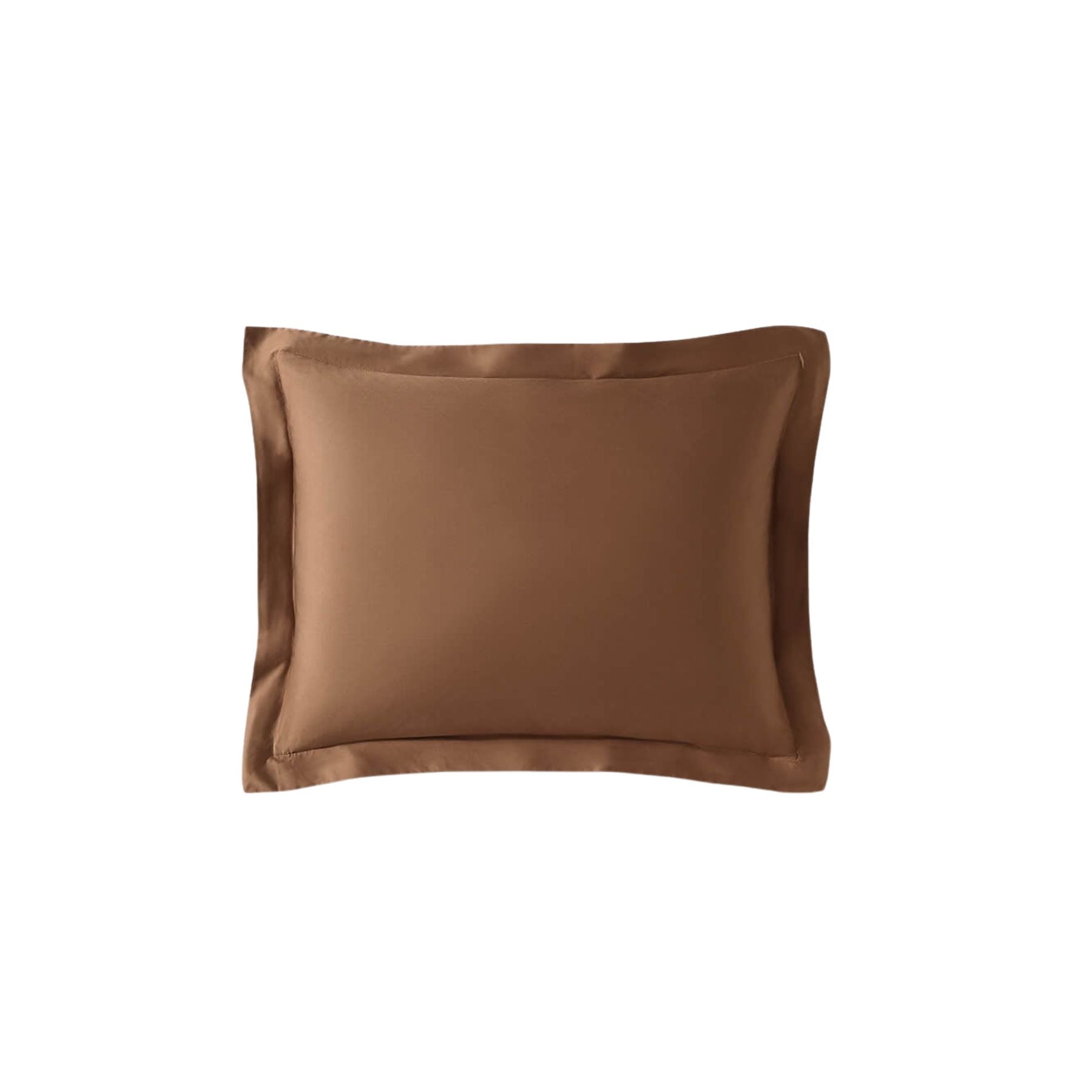 Natural bamboo sham set styled on bed in neutral tones