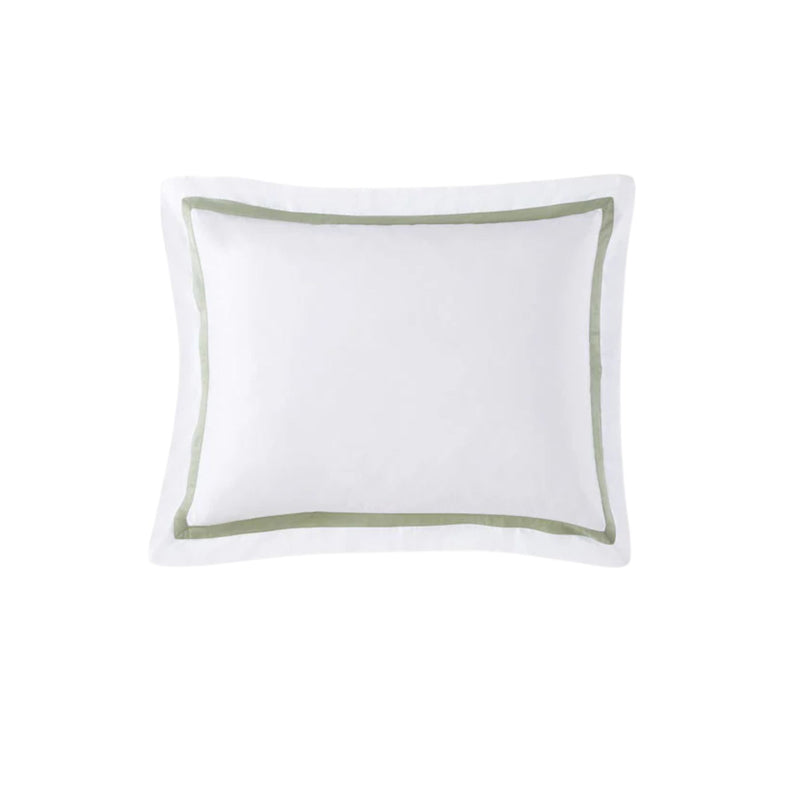 Frame Premium Bamboo Sham Set with contrasting border on bed