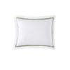 Frame Premium Bamboo Sham Set with contrasting border on bed