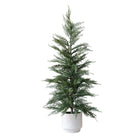 36-inch artificial cedar tree in cream pot