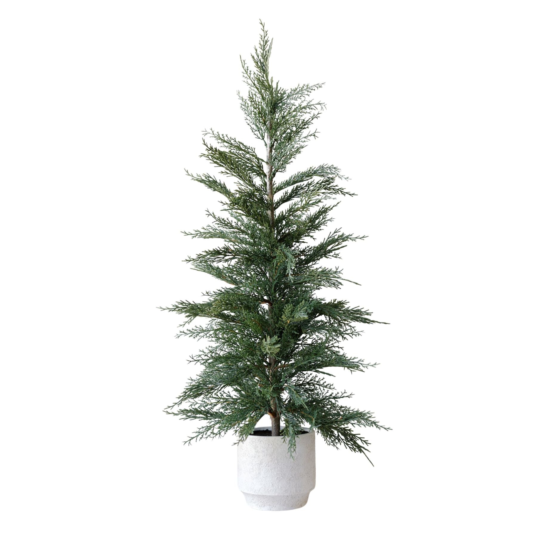36-inch artificial cedar tree in cream pot