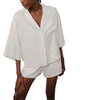 Washable Silk Relaxed Button Up Short Set