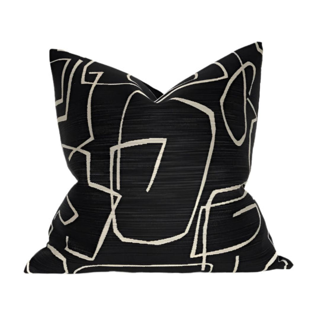 Abstract Pillow Cover in Black, Kravet Woven Textiles