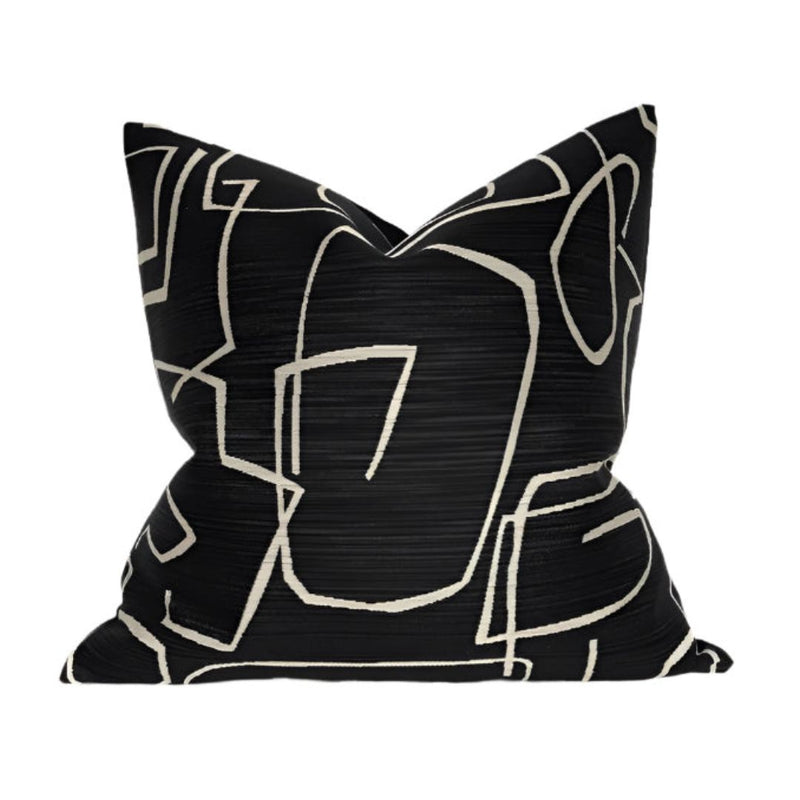Abstract Pillow Cover in Black, Kravet Woven Textiles