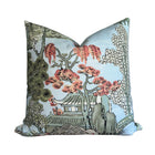 Asian Scenic Pillow Cover in Robins Egg