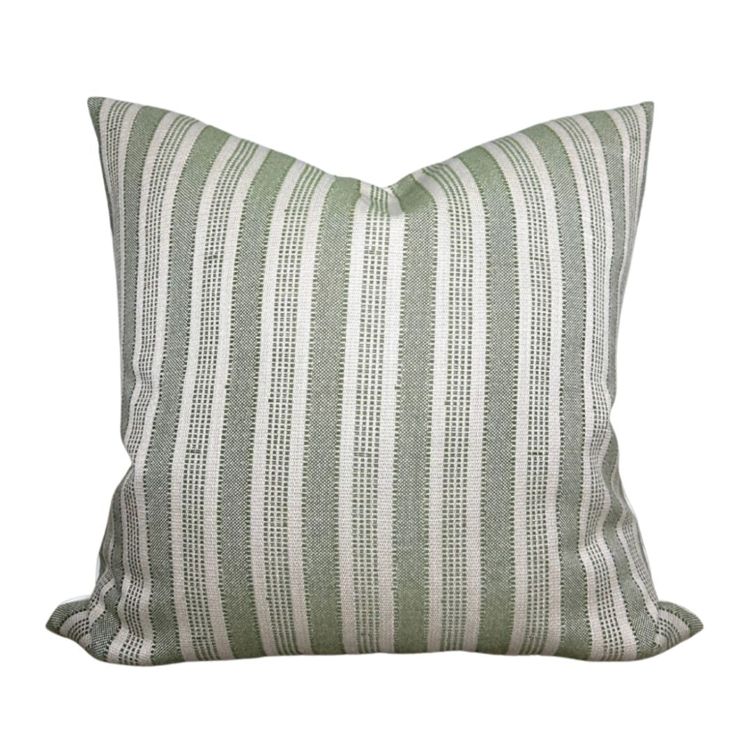 Amida Pillow Cover in Green on Natural, Peter Dunham Textiles